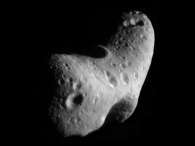 NASA’s NEAR Shoemaker spacecraft photographed asteroid Eros up close in 2001. Looks harmless enough from here. 