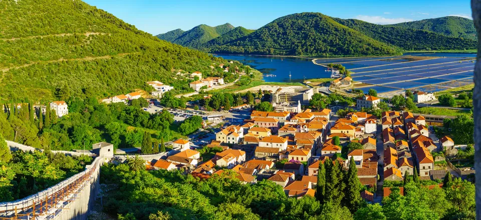  Village of Ston with oyster farms in distance 