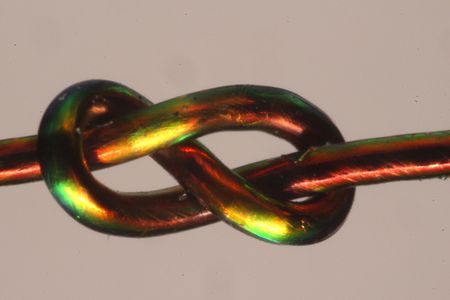 MIT researchers develop a mathematical model to predict a knot’s stability with the help of color-changing fibers.