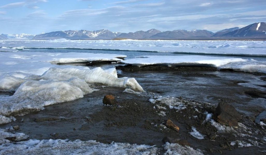 An image of ice and snow on a Island located in northern Greenland.