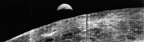 Two years before Apollo 8, Lunar Orbiter 1 showed us how Earth looked from the moon.