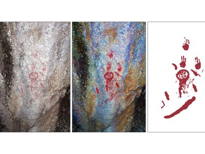 From L to R: Kanlitas rock painting, enhanced version, isolated rendering of markings