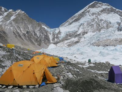 The highest concentration of microplastics—119 particles per quart of water—were found around Everest Base Camp, where climbers spend time resting, regrouping and acclimatizing to the high elevation.

