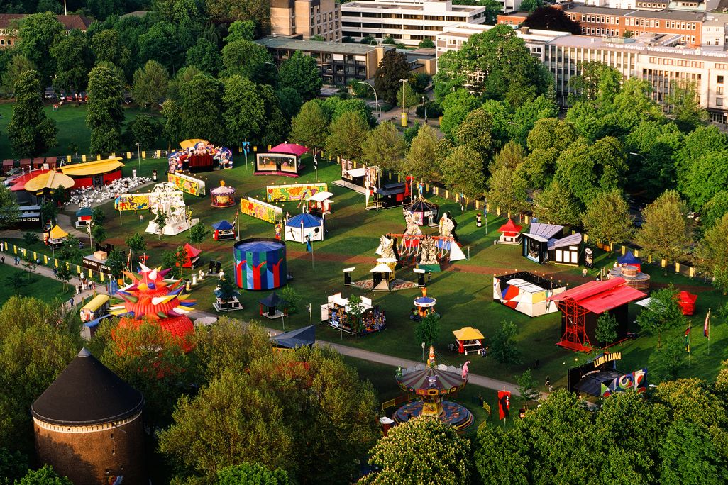 Aerial view of Luna Luna, Hamburg, Germany, 1987