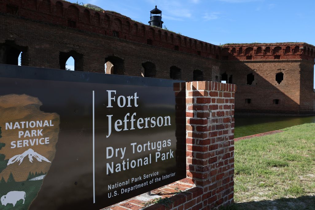 A sign that says Fort Jefferson Dry Tortugas National Park