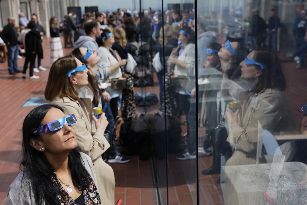 Eclipse watchers in New York City