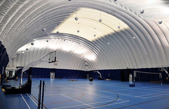 A “pollution dome” covers the basketball courts at the Dulwich College in Beijing