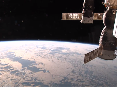 Screenshot of the live feed from new high-definition cameras on the exterior of the International Space Station.