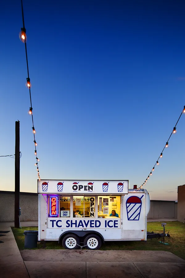 McKinney, TX Snow Cone Stand at dusk thumbnail