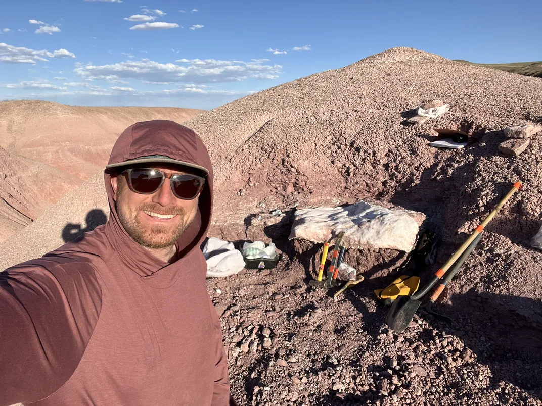 Ben Kligman quarrying bone bed