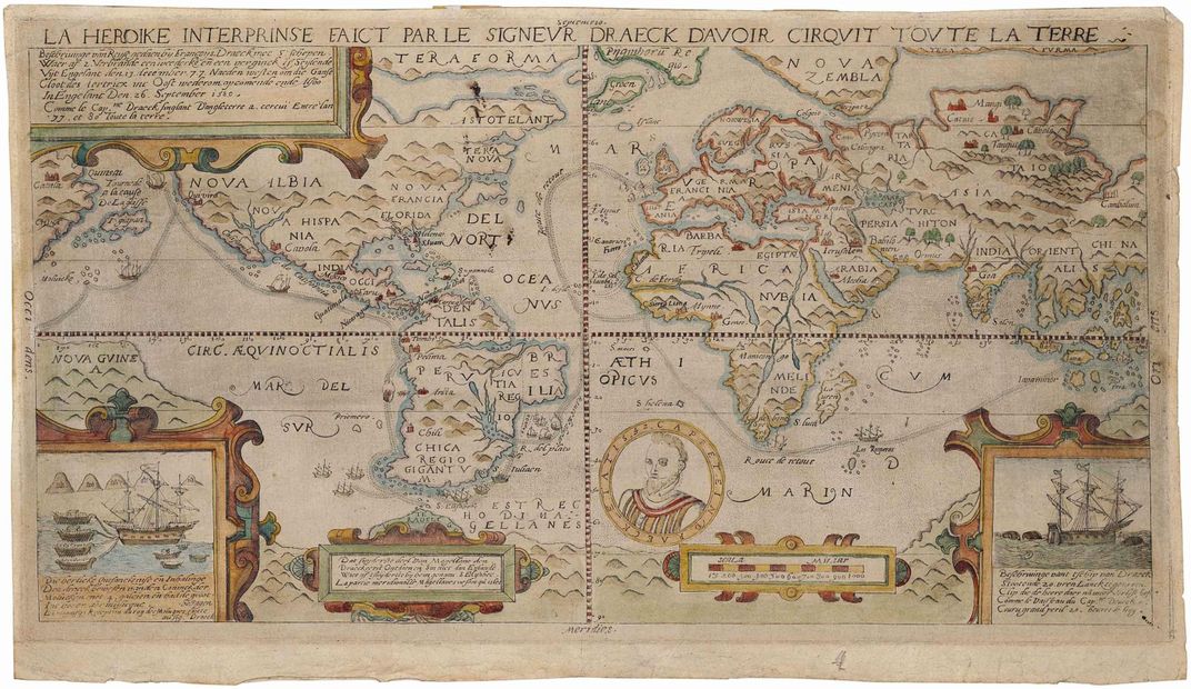 A 16th-century map of Francis Drake's circumnavigation