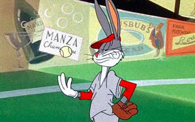 Bugs Bunny pitches in Baseball Bugs.