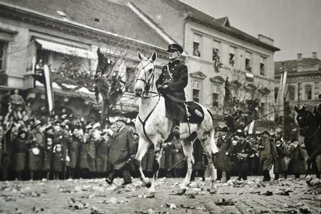 Miklós Horthy at the annexation of south-east Czechoslovakia, Kassa (present-day Košice), 11 November 1938