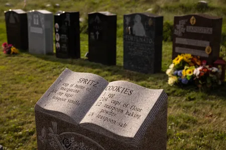 Naomi Odessa Miller-Dawson&#39;s spritz cookie recipe is etched on her headstone in Green-Wood Cemetery in Brooklyn, New York.