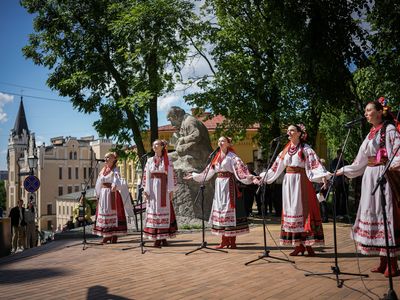 Despite the Russian invasion, traditional Ukrainian folk singers performed as part of the celebrations for Kyiv Day &nbsp;on May 28, 2022.
