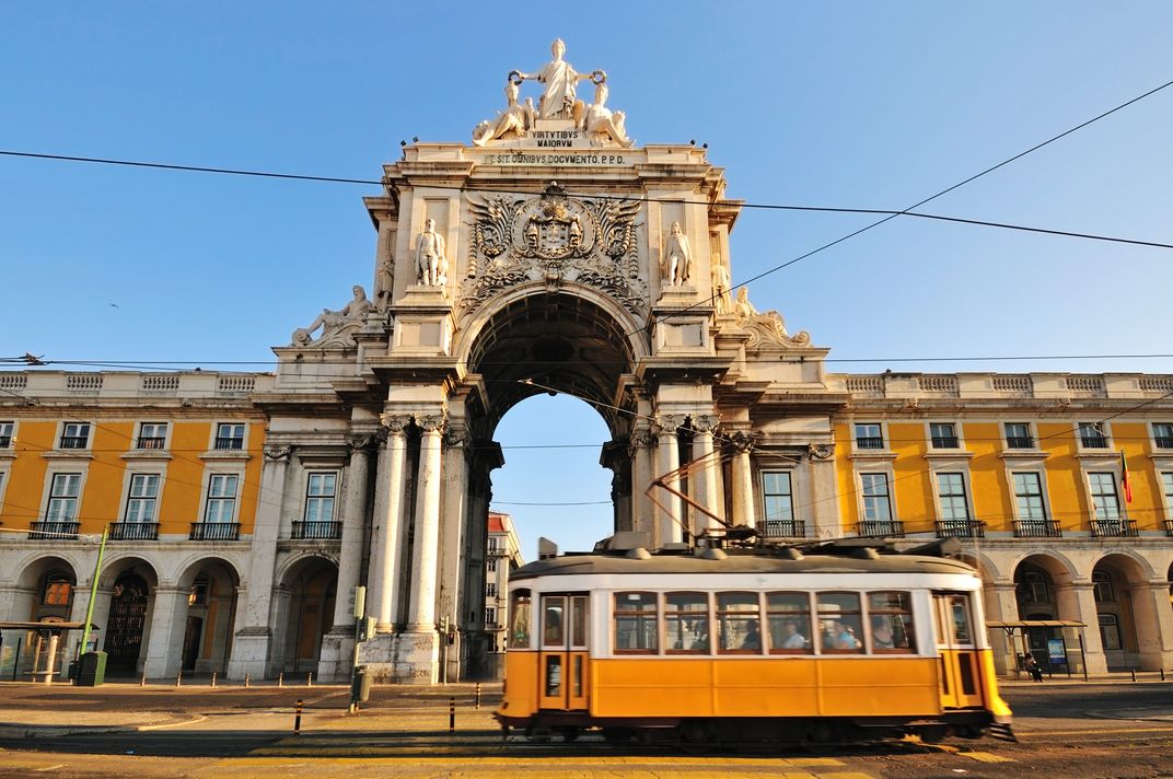 Street car at Commerce Square, Lisbon