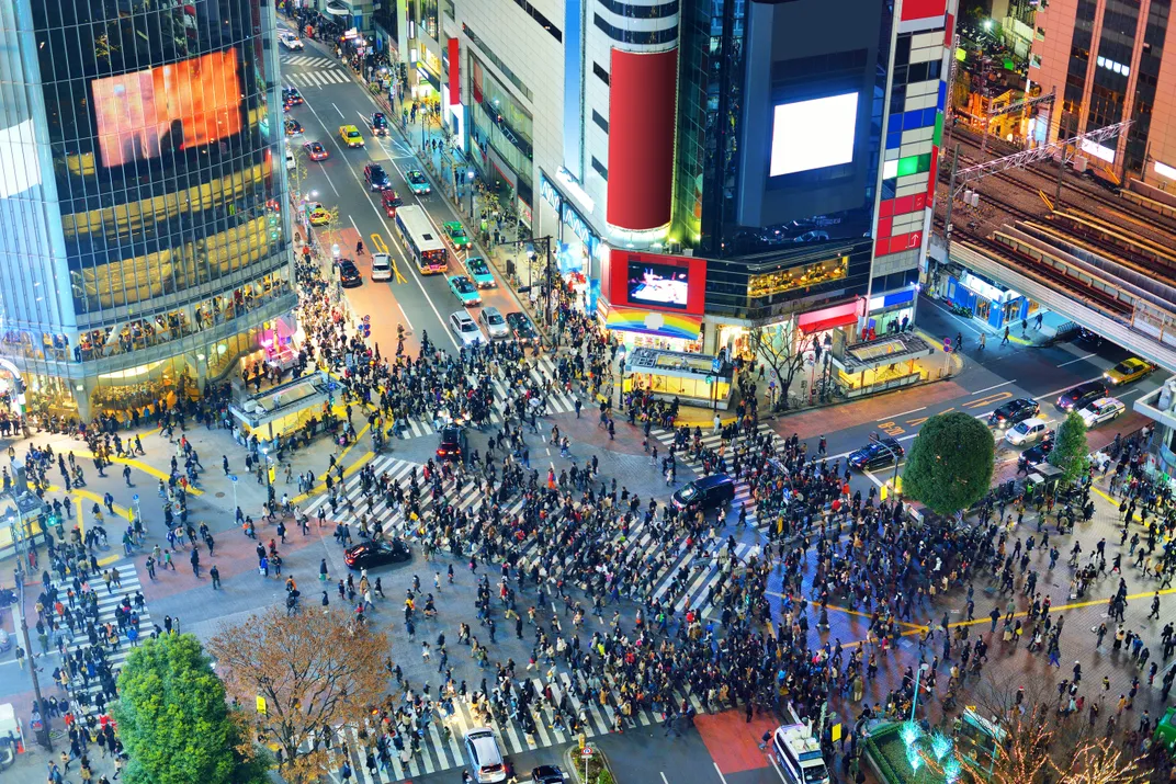 The Shibuya Crossing in Tokyo