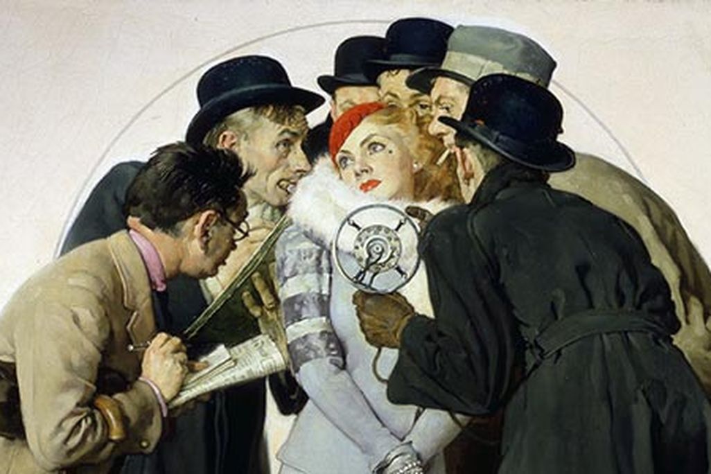 Norman Rockwell Movie Starlet and Reporters