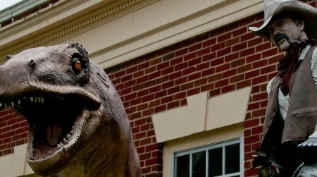 Cowboys and dinosaurs, spotted in Natural Bridge, Virginia.
