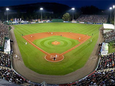 The largest baseball stadium in Germany, the Armin-Wolf-Arena seats 4,500 and brings in an average of 1,000 fans to post-season games.