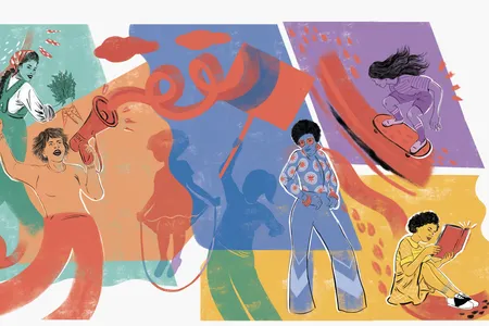 Illustration of women in their roles as a model, a skater, an activist, a gardener, a reader.