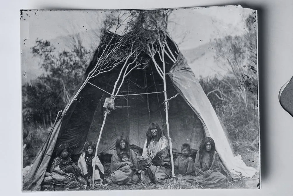 Family in portable shelter