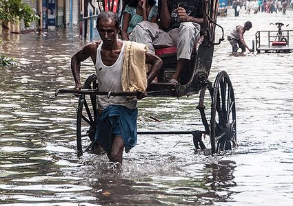 Flooded streets in Kolkata following heavy June rains Elsewhere in the country, flooding from the monsoon was much more extensive.