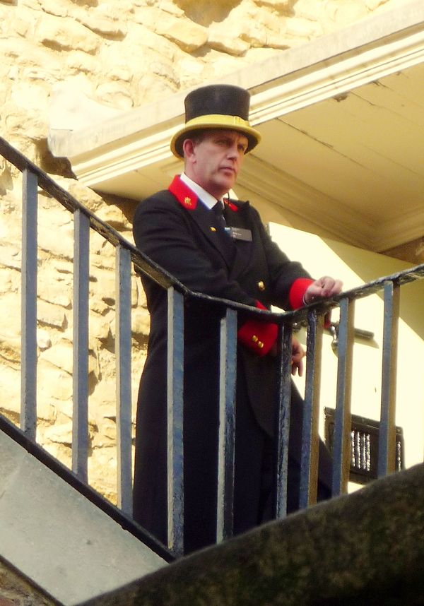 This Beefeater at the Tower of London was seems very expressive as he overlooks the facility. thumbnail