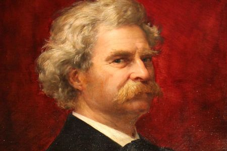 An 1898 portrait of Twain painted by Italian artist Ignace Spiridon, which now hangs in the Mark Twain Library in Redding. 