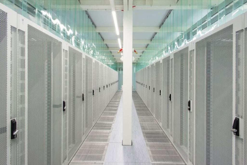 A row of servers, housed in an Iceland data center.