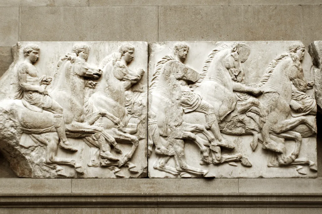 Close-up of Elgin Marbles on view at the British Museum