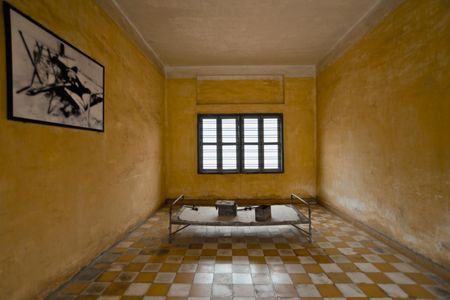 A torture chamber at the Tuol Sleng Genocide Museum in Phnom Penh, Cambodia