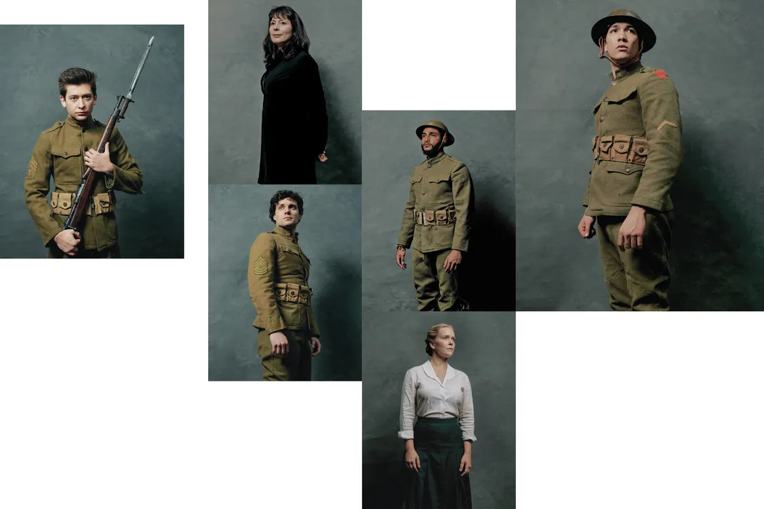 men and women model in WWI garb