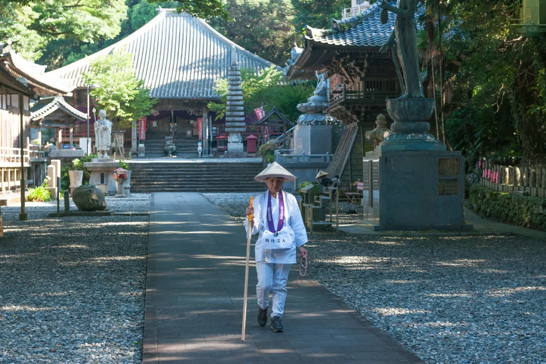 Pilgrim along the Shikoku Pilgrimage Trail