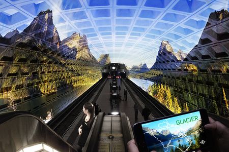 Imagine a meta-memorial of the National Parks that projects high-definition video and recordings in metro stations, examining the role of wilderness in times of social inequality and ecological change.