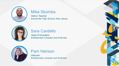 Screenshot of panel session description with photos and names of Sara Cardello, Mike Skomba, and Pam Henson