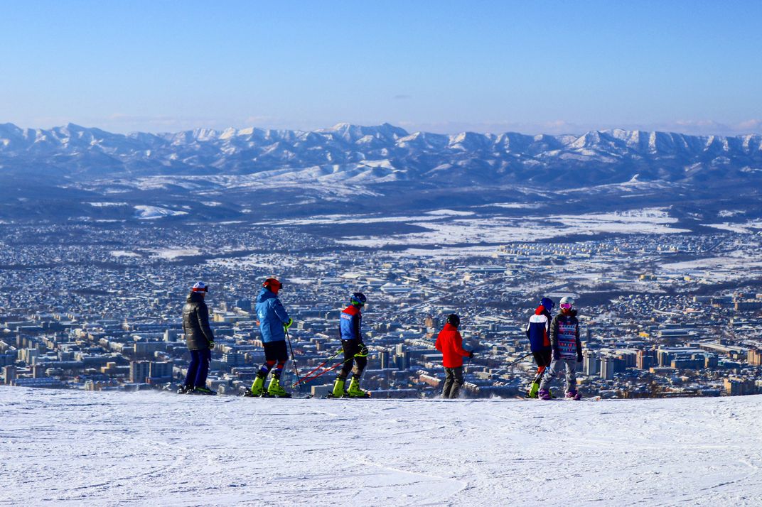 7 - A steep incline awaits brave skiers in Sakhalin, Russia's largest island.