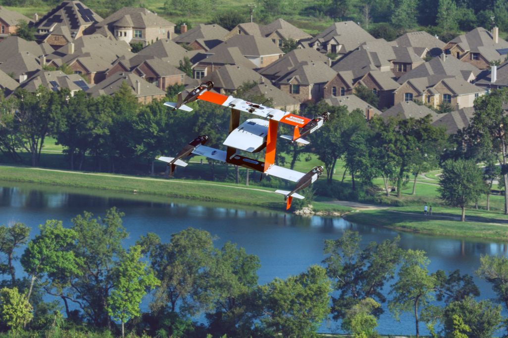 drone flies above  the Trinity River