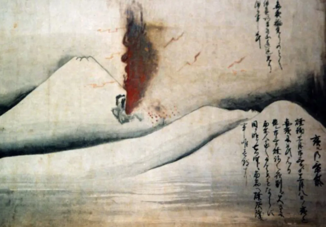 Drawing of the Hōei eruption