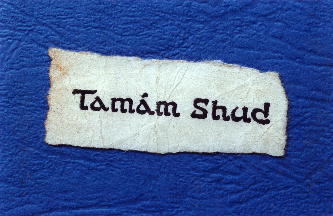 The tamam shud fragment found on the Somerton Man's body