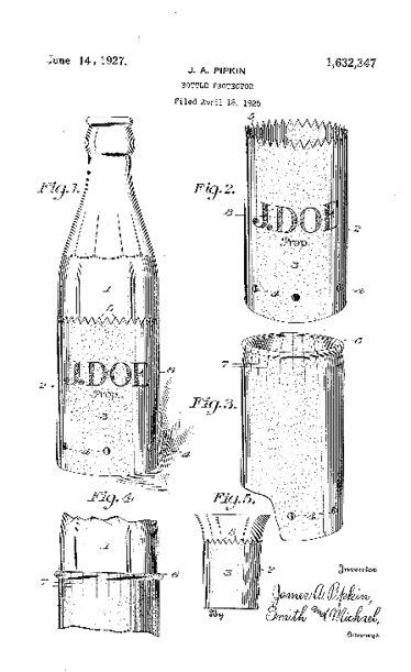 A design from the 1920s for cold beverages in glass bottles.