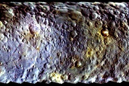 A false-color image of Ceres mimics what human eyes would see