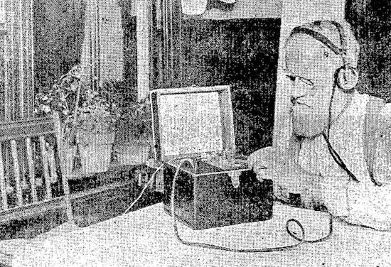 A man listening to the radio transmission of an opera
