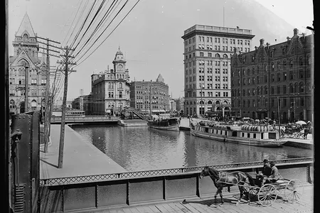The Erie Canal in Syracuse, New York. 