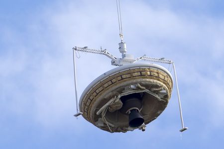 The LDSD being lifted into the air by balloon during a test on June 28, 2014