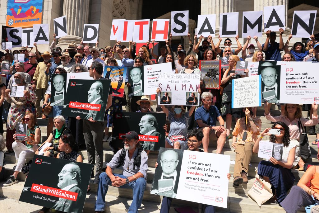 New York Public Library gathering for Salman Rushdie