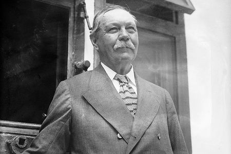 Sir Arthur Conan Doyle, pictured here in 1923, enjoyed using the methods of Sherlock Holmes on real cases. 