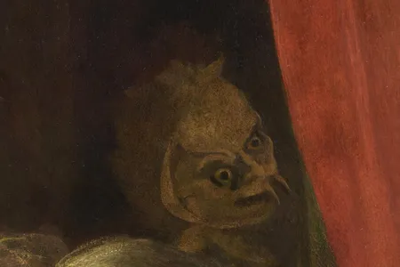 Detail of the rediscovered &quot;fiend&quot; in Joshua Reynolds&#39; painting&nbsp;The&nbsp;Death of Cardinal Beaufort&nbsp;(1789)
