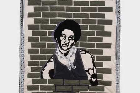 Captivity, 1974 is a quilted version of a photo taken of Tyler after his initial arrest.