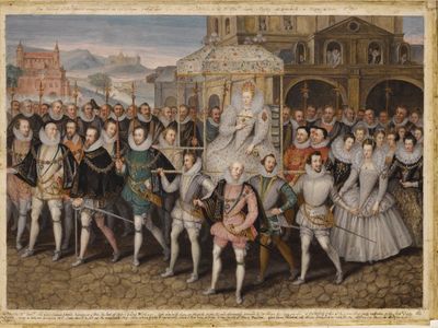 Living Like a Tudor&nbsp;draws on the five senses to offer a vivid portrait of Tudor life. Pictured here is a procession overseen by the last Tudor monarch, Elizabeth I.